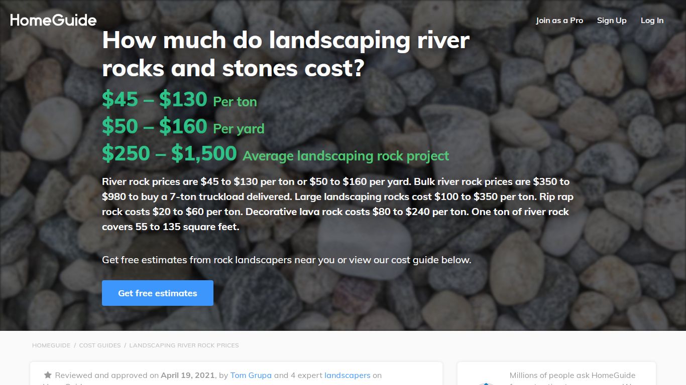 2022 River Rock Prices | Landscaping Stone Costs (Per Ton & Yard)